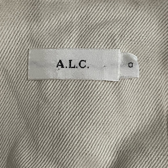 A.L.C. Cami Cotton Linen Cream Leather Belted A-line Silhouette Pockets Sz 0 - Picture 5 of 10